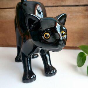Partylite Black Cat Ceramic Tealight Candle Holder, Halloween Decor